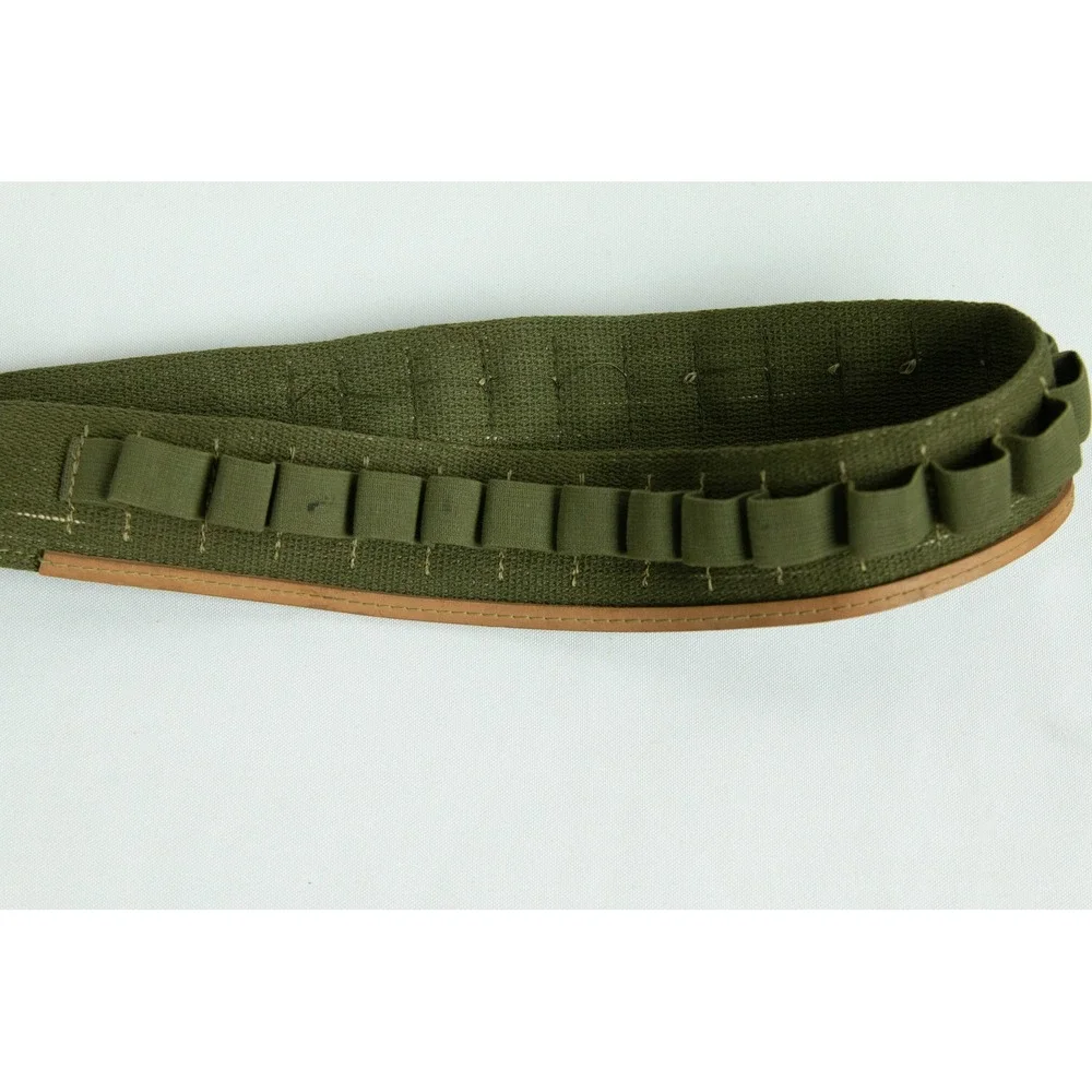 Vintage Military Canvas Cartridge Belt Olive Green Utility Ammo Web Belt